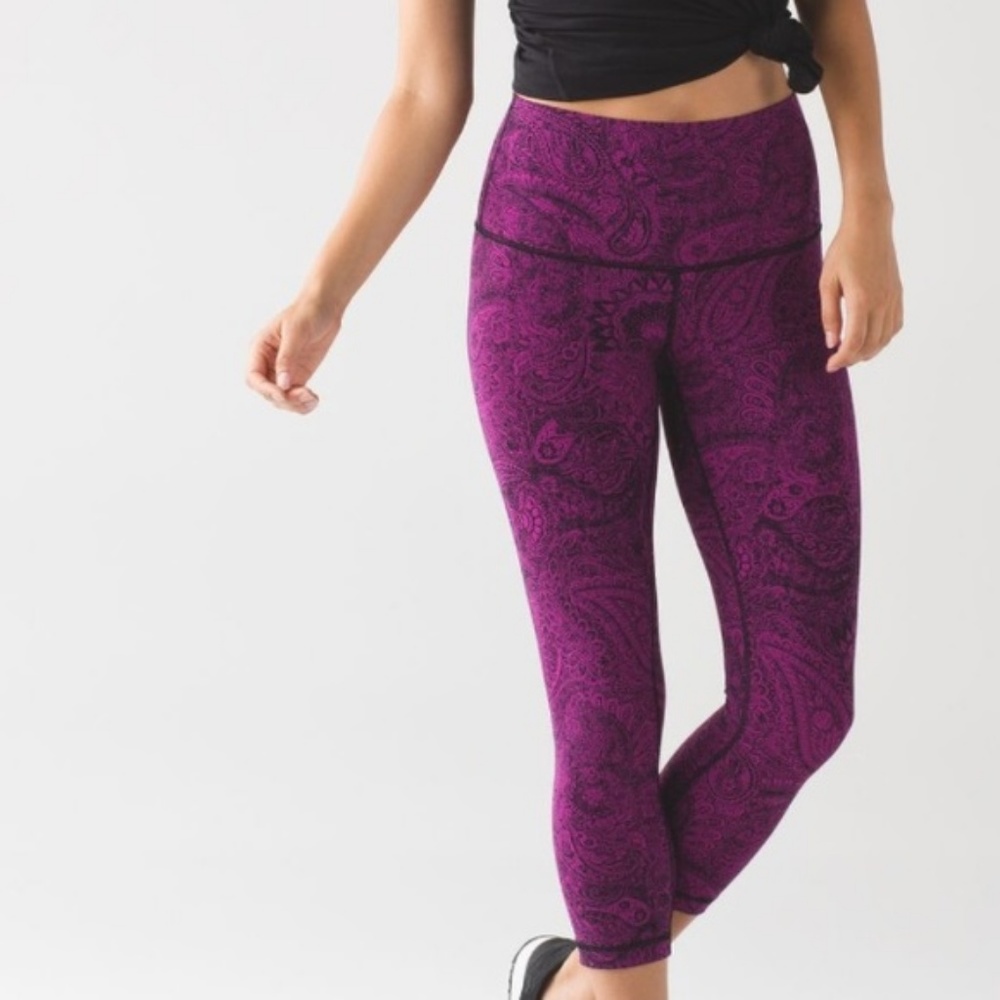 Lululemon Hi-Rise Crop Antique Paisley Fuschia